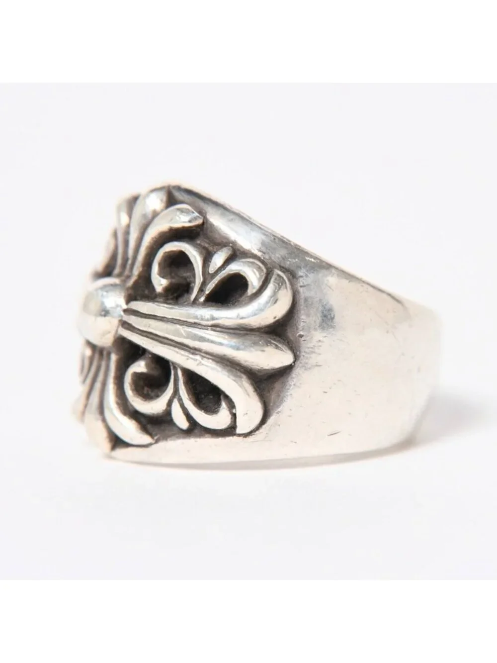 Chrome Hearts Keeper Ring Floral Arabesque Pattern 925 Sterling Silver